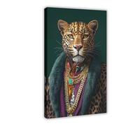 Funky Animals Wall Art Trendy Leopard Posters Prints Funny Animal Cheetah Portrait Painting Jungle Aesthetic Room Decor for Apartment Dorm Decoration