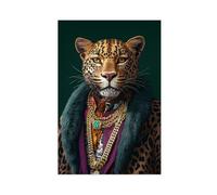 Funky Animals Wall Art Trendy Leopard Posters Prints Funny Animal Cheetah Portrait Painting Jungle Aesthetic Room Decor for Apartment Dorm Decoration