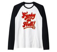 Funky as Hell Retro Red Horns Funk Music Groovy Font Graphic Raglan Baseball Tee