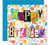 Funky Birthday Cards for Men Women - Retro Classic - Happy Birthday Card for Mum Dad Nanny Grandad Grandma Brother Sister Auntie Uncle, 145mm Fun Retro Bday Greeting Cards