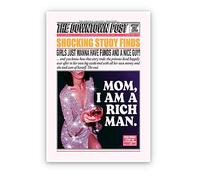 Funky Canvas Trendy Wall Art Mom I Am A Rich Man Poster Funny The Downtown post Indie Room Decor Pink Girly Wall Art Aesthetic Print Painting Music Decorate for Living Room Bar Cart 16x24inch Unframed