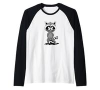 Funky Cartoon Trash Panda Casual Walking Raccoon Raglan Baseball Tee