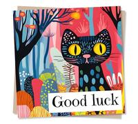 Funky Cat Good Luck Card for Colleague - Colourful, Quirky Design