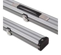 Funky Chalk 3/4 PRO-Lock Lockable Aluminium Snooker Pool Cue Case with Tough Plastic Ends - Holds 1 3/4 Joint Cue + Extensions (Silver)