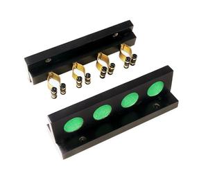 Funky Chalk 4 Way STRAIGHT Wall Mounted Snooker Pool Cue Rack with Brass Clips - Holds 4 Cues (Black)