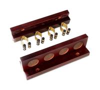 Funky Chalk 4 Way STRAIGHT Wall Mounted Snooker Pool Cue Rack with Brass Clips - Holds 4 Cues (Mahogany)