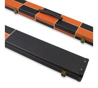 Funky Chalk Deluxe 1 Piece Wide Chequered Snooker Pool Cue Case with Plastic Ends - Holds 3 Cues (Orange)