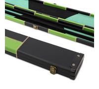 Funky Chalk Deluxe 3/4 Wide Chequered Pool Snooker Cue Case with Plastic Ends - Holds 2 Cues (Green)