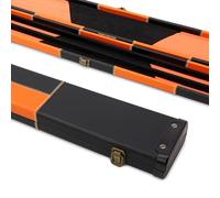 Funky Chalk Deluxe 3/4 Wide Chequered Pool Snooker Cue Case with Plastic Ends - Holds 2 Cues (Orange)