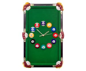 Funky Chalk Pool Table Wall Clock Billiards Snooker Games Room Wall Decor with Numbered Pool Ball Clock Face, Wooden Effect Frame, Man Cave Bar Pub Gift for Pool Players, 46 x 29cm