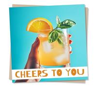 Funky Cheers Card For a Loved One - Celebrations, Summer, Drinking - Oranges - For a Special Someone, Relative, Bestie, Family