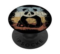 Funky Cute 80s Retro Panda Bear Silhouette PopSockets Adhesive PopGrip