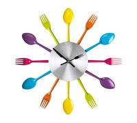 Funky Design Cutlery Wall Clock For Home Kitchen - Multi-coloured