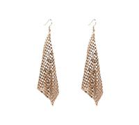 Funky Earrings for Women Mesh Sequins Dangle Metal Earrings Tassel Earrings Women Lattice Long Drop Earrings Retractable Earrings Hoops (Gold, One Size)