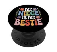 Funky Flowers My Niece Is My Bestie Typography PopSockets Adhesive PopGrip