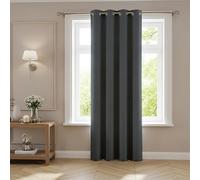 funky gadgets Blackout Curtains for Bedroom 108 Inch Drop Thermal Insulated Eyelet Curtains & Drapes Black Out Curtain for Kitchen, Living Room 1 Panel (90x108 Inch Charcoal)