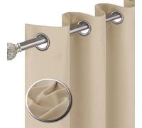 funky gadgets Blackout Curtains for Bedroom 90 Inch Drop Thermal Insulated Eyelet Curtains & Drapes Black Out Curtain for Kitchen, Living Room 2 Panels (46x90 Inch Beige)