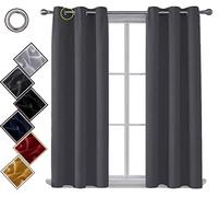 funky gadgets Blackout Curtains for Bedroom Thermal Insulated Blackout Curtains 70 to 90% Light Blocking Eyelet curtains for Living Room 2 Panels, 90 x 72 Inch, Dark Grey