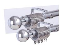 Funky gadgets Curtain Poles Metal extendable curtain pole 2 Pack 90-160 cm Adjustable Curtain Rod 28 /25mm Diameter with 50 mm Finials, iron Rings, Brackets (Chrome)