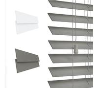 Funky Gadgets Custom Made to Measure Faux Wood Venetian Blinds Faux Wooden Blinds window Venetian Blind 50mm Horizontal Embossed Slats Silver/Grey String Child Safe (Nimbus Grey, W210cmxL150cm)
