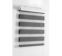Funky Gadgets Day and Night Roller Blinds Dual Layer Fabric Zebra Blind Translucent or Blackout Vision Roller Shades No Drill Blinds Curtains for Windows and Doors Grey, 243W x 165H cm