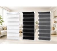 Funky Gadgets Day & Night Zebra Roller Blind, Grey, 49W x 165Hcm | Dual Layer Fabric Zebra Blinds for Windows, Day & Night Roller Blinds with Light Filtering and Adjustable Privacy Control