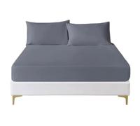 Funky Gadgets Deep Fitted Sheet Single Grey 300 Thread Count 100% Egyptian Cotton Fitted Sheet Deep Pocket 12 Inch (30cm), Breathable Bottom Bed Sheets Without Pillow cases (90 X 190cm).