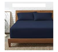 Funky Gadgets Deep Fitted Sheet Single Navy 300 Thread Count 100% Egyptian Cotton Fitted Sheets Deep Pocket 12 Inch (30cm), Breathable Bottom Bed Sheets Without Pillow cases (90 X 190cm).