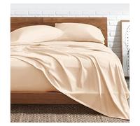 Funky Gadgets King Size Flat Sheet 100% Egyptian Cotton Bed Sheet 300 Thread Count Luxury Hotel Quality Flat Sheets Plain Dyed Breathable Beige Bed Sheets (230 X 255cm).
