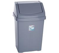 funky gadgets Plastic Swing Bin 25L Silver/Grey Flip Top Waste Rubbish Kitchen Refuse Bin Home Office Dustbin