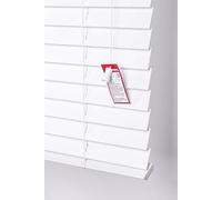 Funky Gadgets Smooth Faux Wood Wooden Venetian Blinds with Strings and THE OTHER with TAPE 50mm Slats TRIMMABLE (White, 120cm width x 213cm drop)