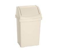 funky gadgets Wham 50L Swing Bin White,Silver,Teal,Purple,Cream Rubbish Dustbin Plastic Lided Bins Home Kitchen Office (Cream)