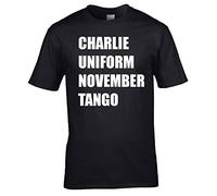 Funky Gifts Charlie Uniform November Tango T-Shirt (Large) Black