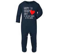 Funky Gifts Navy Blue Happy 1st Father's Day to The Best Daddy in The World Baby Rompa Suit (0-3 Months)