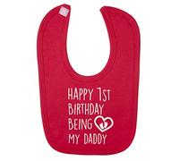 Funky Gifts Red Happy 1st Birthday Being My Daddy Baby Bib