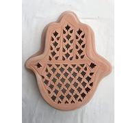 Funky Global Hamsa Hand Terracotta Wall Light Cover Decorative Indoor Outdoor Natural Clay Tunisian Twilight - Large 33 x 30cm