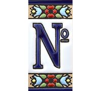 funky global Spanish, Hand painted polichrome ceramic tiles. letters and numbers handpainted using dry rope technique perfect to create signs,addresses and names. Design FLORES MINI (NO)
