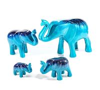 Funky Global Tilnar Brushed Aqua Elephant Trunk Up. Recycled Aluminium. Fair Trade. Choice Of Sizes. Eco-Friendly Gift! (Large 12 x 10cm approx)