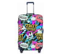 Funky Graffiti Retro Travel Luggage Cover Spandex Suitcase Protector Bag,Funky Graffiti Retro Anti-Scratch Fits 18-32 Inch Luggage, Baggage Covers for Kid and Adult,Small