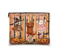 Funky Halloween Irish Setter Dog Makeup Bag 7''x9'' for Travel Pouch, Fun Scary Ghost Skeleton Print Cosmetic Pouch for Women Gift, Spooky Portable Canvas Zipper Organizer