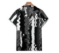 Funky Hawaiian Shirt, Fashion Black Painted Ripple Pattern Men'S Short Sleeve Beach Shirt Plus Size Button Down Summer Casual Shirts Tropical Print Quick Dry Holiday Party Aloha Shirt