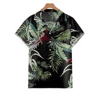 Funky Hawaiian Shirt, Mens Summer Hawaiian Shirt Vintage Tropical Banana Leaf Pattern Shortsleeve Beach Shirt Plus Size Button Casual Quick Dry Party Tshirt Hawaii Shirt Top
