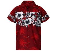 Funky Hawaiian Shirt, Red Tropical Coconut Tree Flowers Pattern Men'S Short Sleeve Beach Shirt Button Down Summer Casual Shirts Tropical Print Quick Dry Holiday Party Aloha Shirt