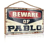 Funky Home Decor Beware of Pablo Wooden Sign Funny Bathroom Signs Wall Decor Hanging Decor Wood (Size : 23X35CM)