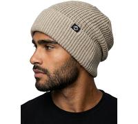 Funky Junque Beanie for Men Women Waffle Knit Thick Warm Winter Guys Hats Watch Cap Cuffed Ski Hat Unisex Fashion, Beige, One size