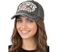 Funky Junque Breast Cancer Ribbon Baseball Cap - This is My Fight hat (Black), This is My Fight Hat - Black, One Size