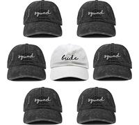 Funky Junque Bride Baseball Hat for Women - Bridal Cap for Bachelorette Party, Bride Tribe & Squad, Just Married Wedding Gift, 7 Pack: 1 Bride (White/Black) & 6 Squads, One Size
