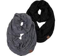 Funky Junque Infinity Scarf for Women - Oversized Chunky Winter Scarf, Colorful Fall Scarves, Soft Sweater Wrap Cozy Style, 2 Pack - Black & Charcoal, One Size