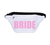 Funky Junque Neon Fanny Packs Set - Bride Bachelorette Outfit Waterproof Belt Bags for Party, Gifts, Beach Fiesta Themes, Bride (White), One Size