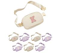 Funky Junque Personalized Chenille Letter Belt Bag for Girls | Initial Fanny Packs for Kids Ages 4-12 | Adjustable Crossbody Purse & Fanny Pack Girls Love | Stylish, Durable and Water-Resistant, Cream